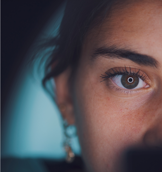 close up image of a person’s face focussed on their eye