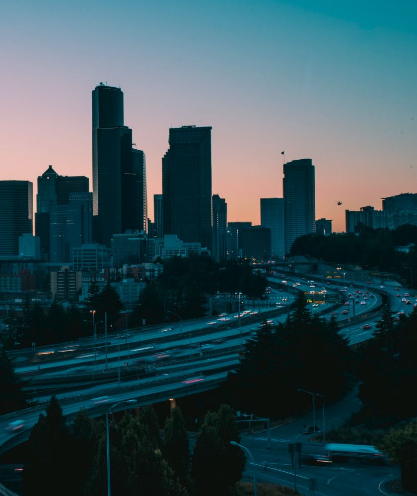 cityscape at dusk