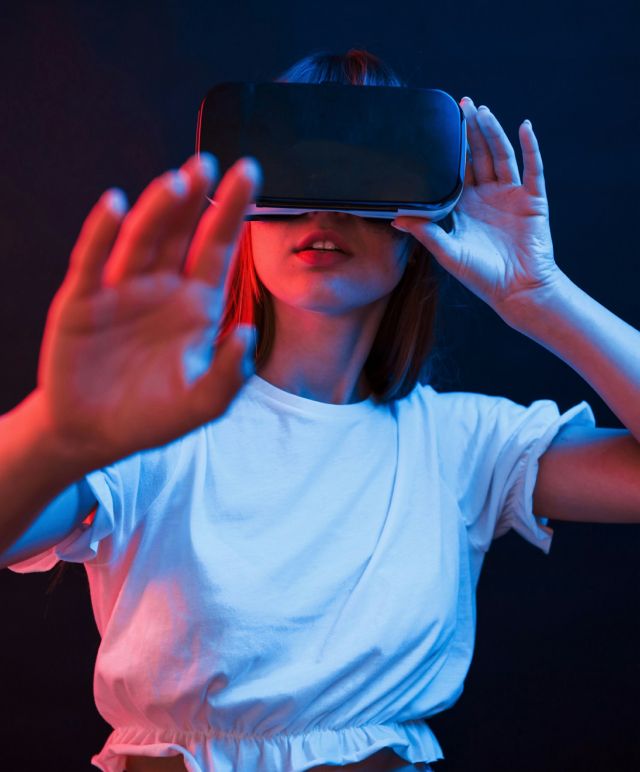 a person wearing a vr headset